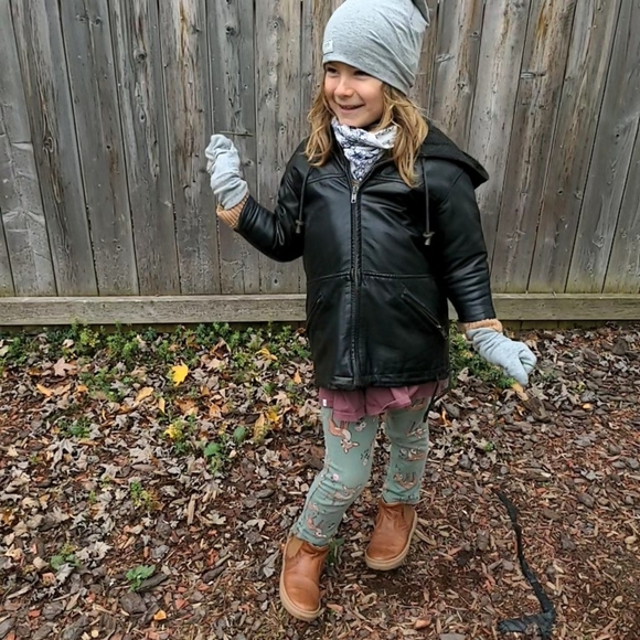 Danier Kids Genuine Leather Jacket, Lined Wool Blend, Fall Winter, Hooded - Picture 2 of 8